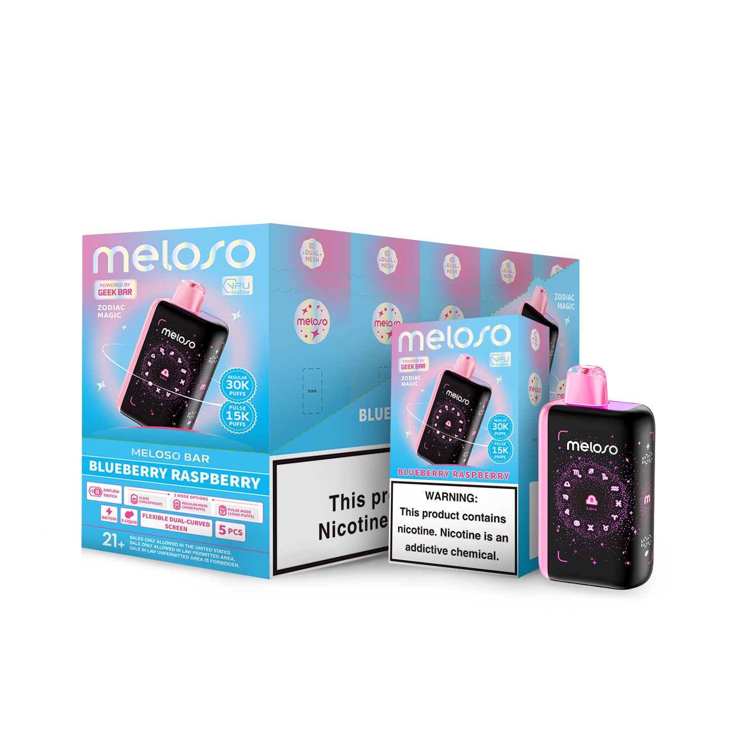 GEEK BAR MELOSO 30000PUFFS DISPOSABLE 5CT/BX