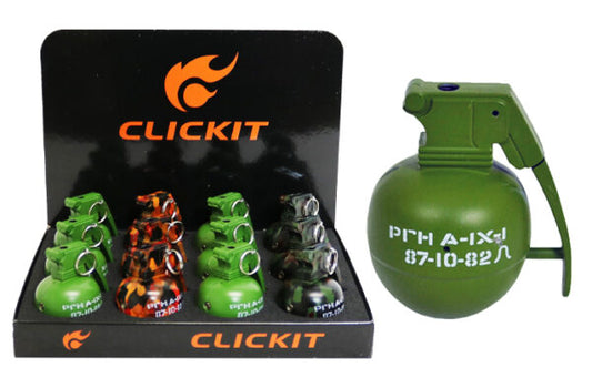 CLICK IT SHOOTING SOUND GRANADE TORCH LIGHTER (GH6666) 12CT