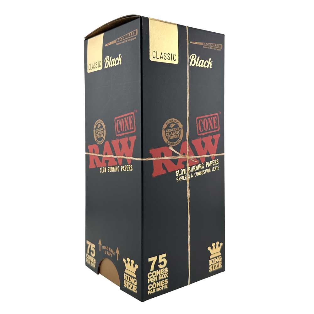 RAW BLACK KS 75CT CONES PER PACKAGE