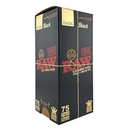 RAW BLACK KS 75CT CONES PER PACKAGE