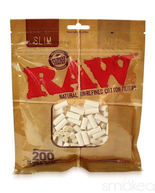 RAW SLIM COTTON FILTERS 200 FILTERS PER BAG