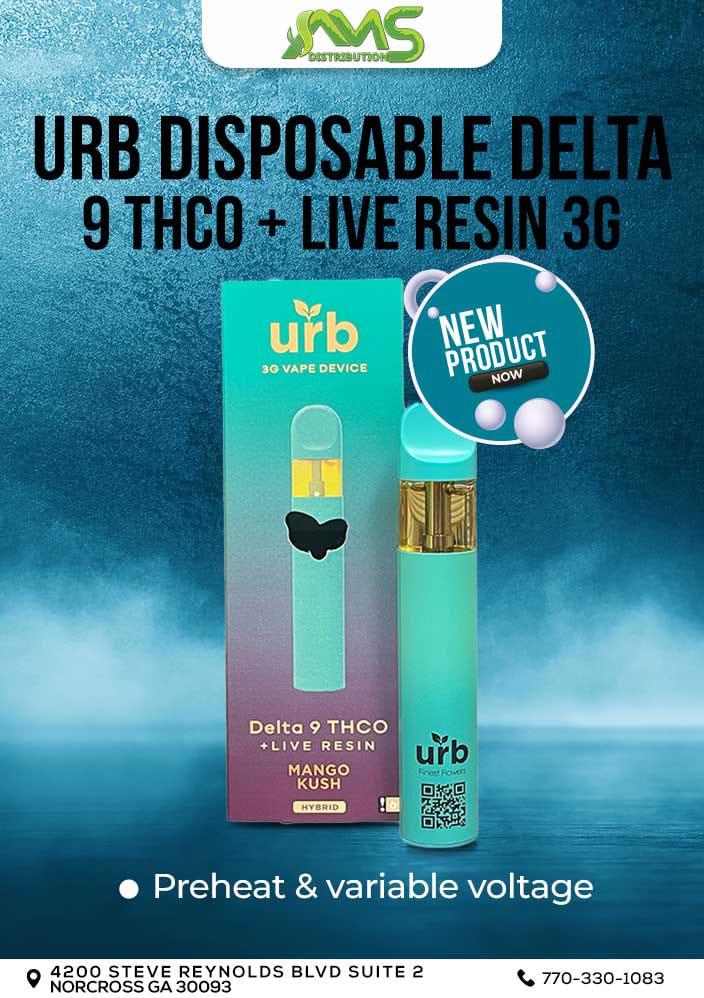 URB DISPOSABLE DELTA 9 THCO+LIVE RESIN 3 GRAM