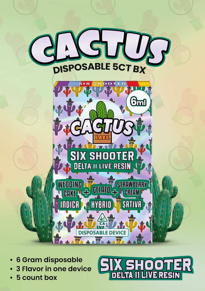 CACTUS SIX SHOOTER DELTA 11 LIVE RESIN 6ML DISPOSABLE 5CT BX