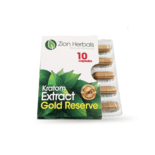 ZION HERBALS KRATOM EXTRACT GOLD RESERVE 10 COUNT CAPSULES