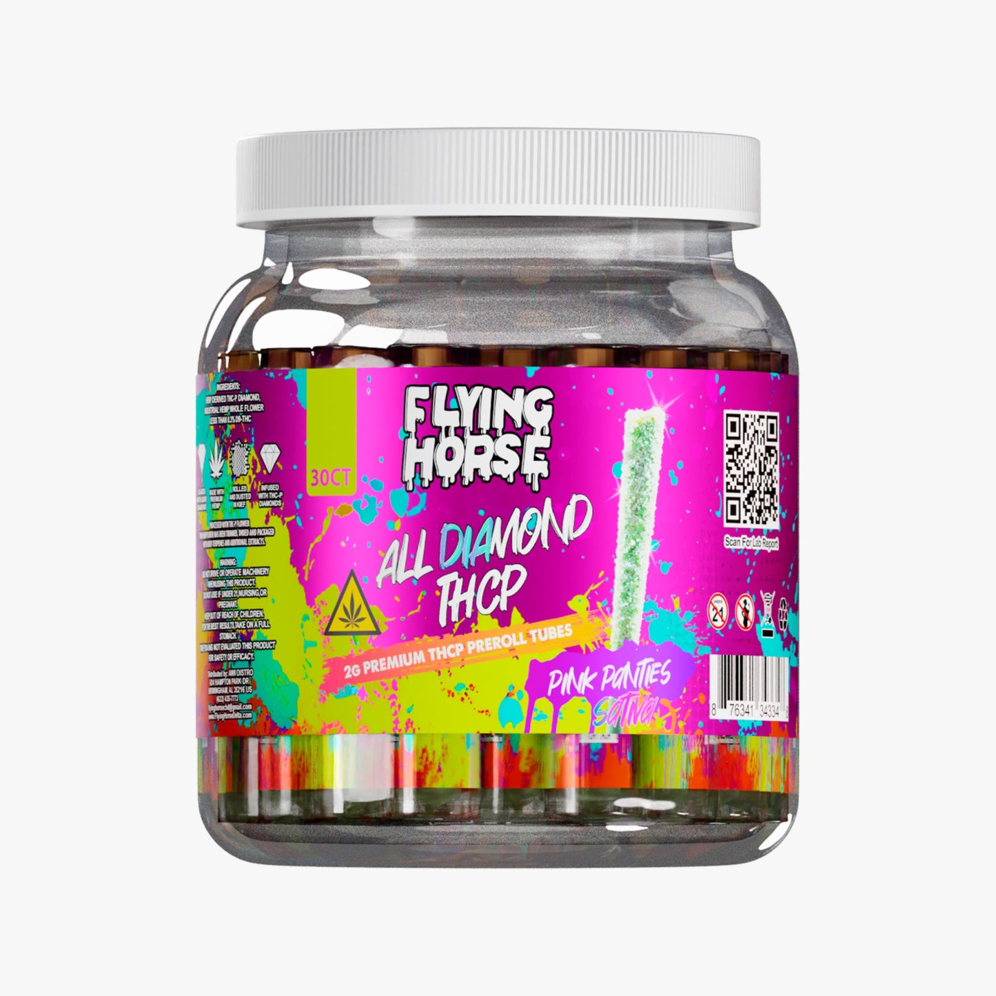 FLYING HORSE ALL DIAMOND THCP TUBE PREROLL 30CT/JAR