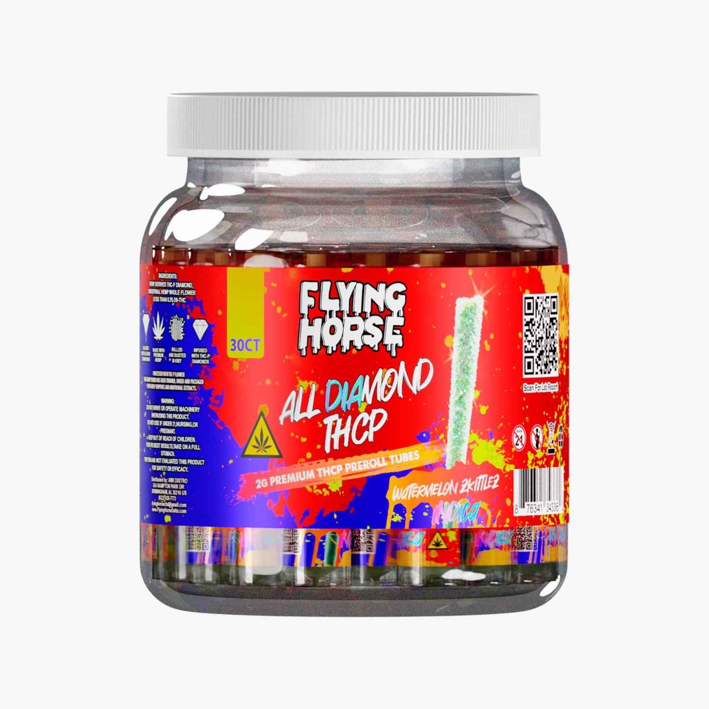 FLYING HORSE ALL DIAMOND THCP TUBE PREROLL 30CT/JAR