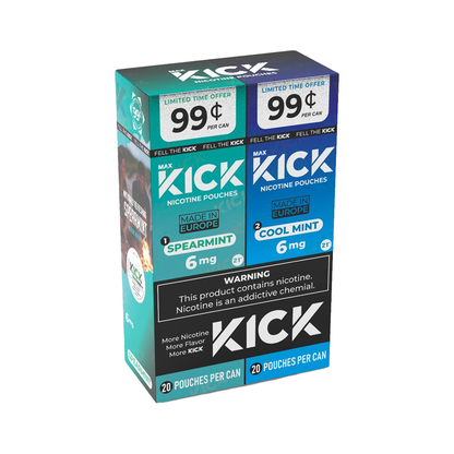 MAX KICK 6MG NICOTINE POUCHES 20CT/BX