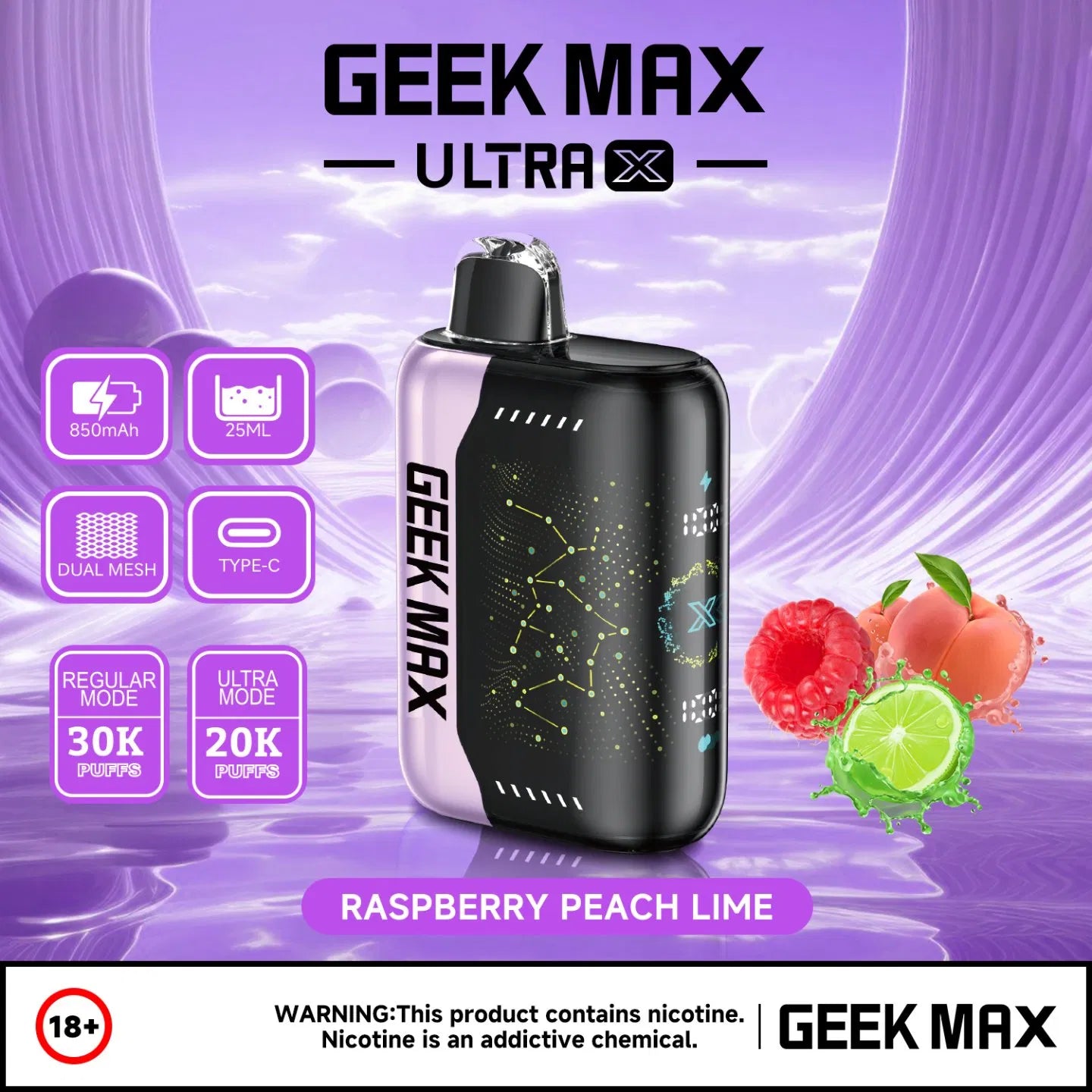 GEEK MAX 30000 PUFFS DISPOSABLE VAPE 5CT/BX