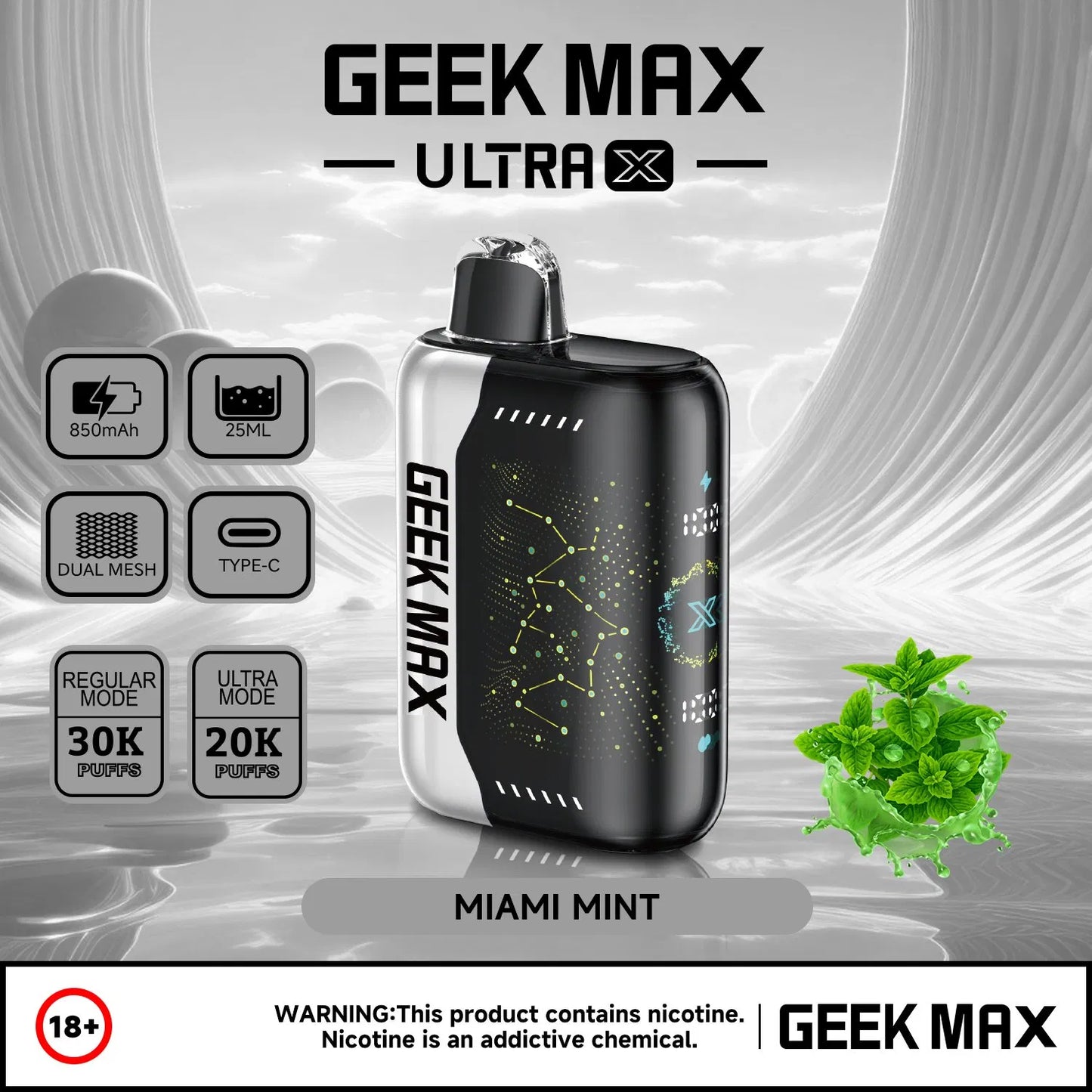 GEEK MAX 30000 PUFFS DISPOSABLE VAPE 5CT/BX