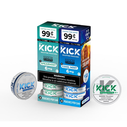 MAX KICK 6MG NICOTINE POUCHES 20CT/BX