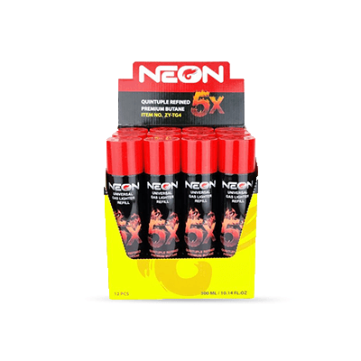 NEON LIGHTER BUTANE 5X 300ML 12CTBX